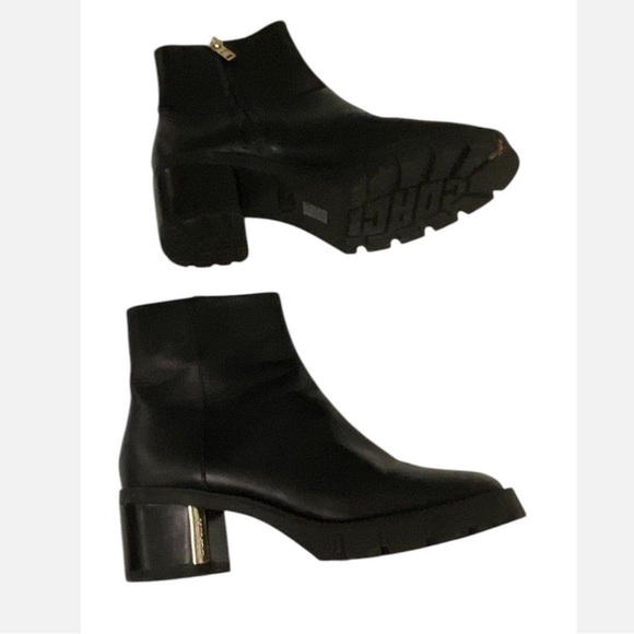 Coach Shoes - NWOT Coach “Chrissy” Black Leather Heeled Ankle Booties Size 7